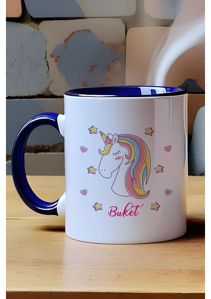 Kişiye Özel Unicorn Kupa Bardak Lacivert Kız Çocuğa Doğum Günü Hediyesi modelleri