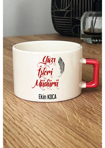 Kişiye Özel Yazı Işleri Müdürü Lüks Fincan Turuncu fiyatları