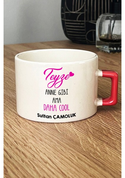 Kişiye Özel Teyze Daha Cool Lüks Fincan Turuncu Anneler Günü Hediyesi fiyatları