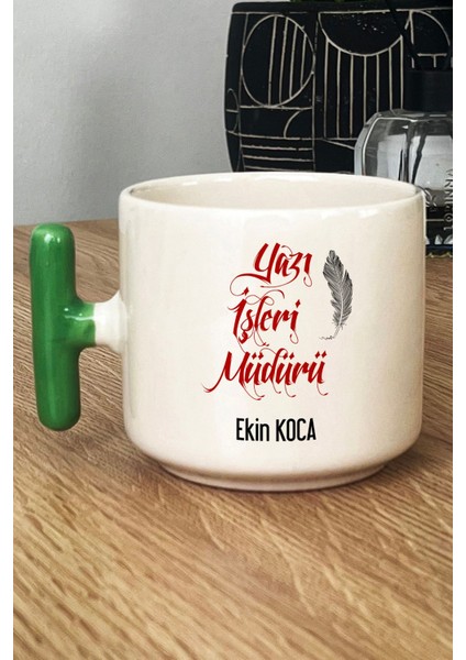 Kişiye Özel Yazı Işleri Müdürü Kupa Bardak T Kulplu Yeşil
