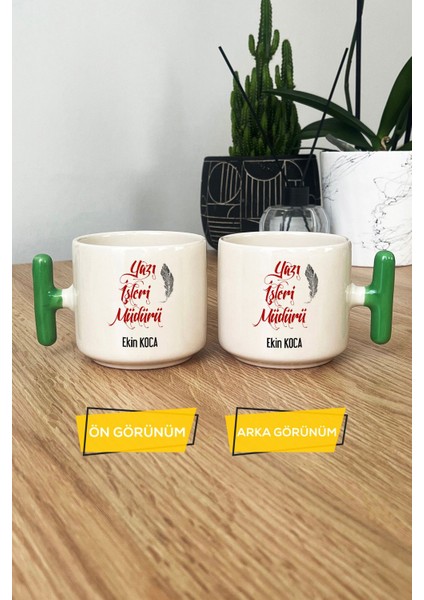 Kişiye Özel Yazı Işleri Müdürü Kupa Bardak T Kulplu Yeşil modelleri