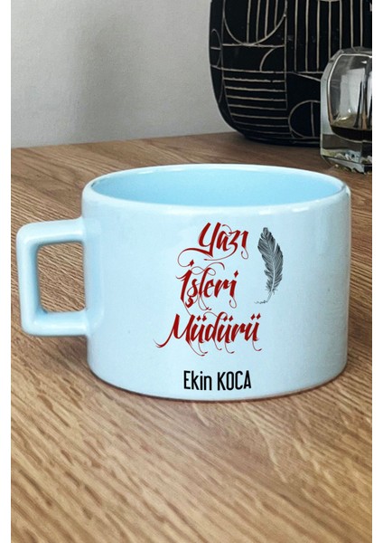 Kişiye Özel Yazı Işleri Müdürü Pastel Fincan Mavi