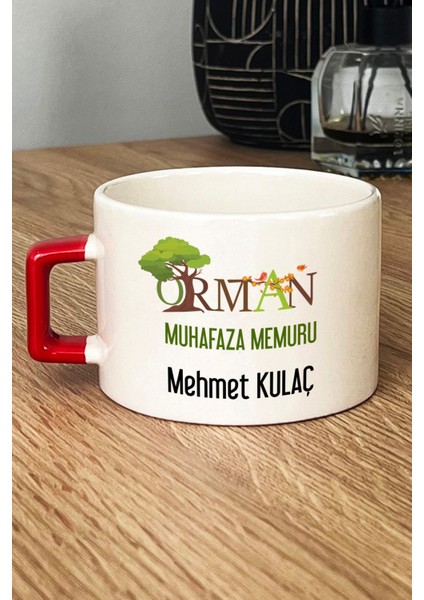 Kişiye Özel Orman Muhafaza Memuru Lüks Fincan Kırmızı
