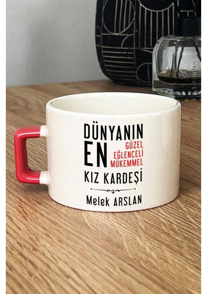 Kişiye Özel Kız Kardeş Lüks Fincan Turuncu Kız Kardeşe Doğum Günü Hediyesi