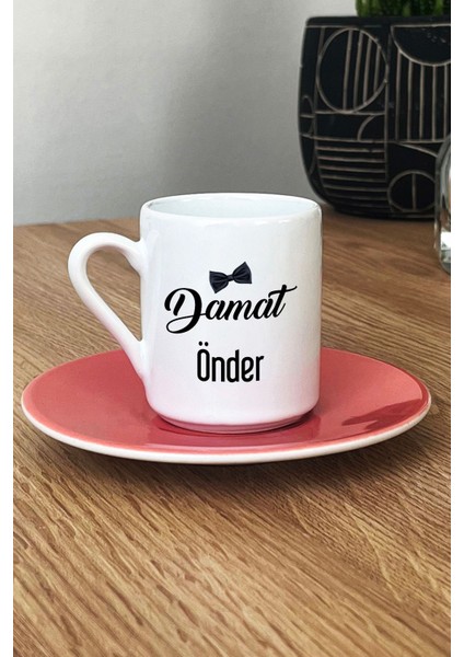 Kişiye Özel Damat Türk Kahvesi Fincanı Pembe Düğün Nişan Söz Hediyesi fiyatları
