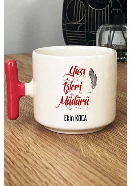 Kişiye Özel Yazı Işleri Müdürü Kupa Bardak T Kulplu Pembe