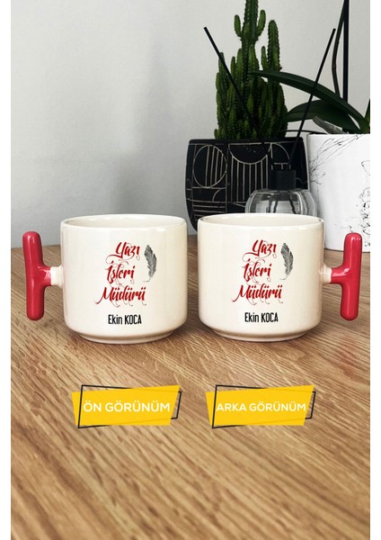 Kişiye Özel Yazı Işleri Müdürü Kupa Bardak T Kulplu Pembe modelleri