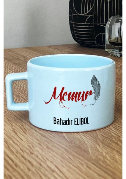 Kişiye Özel Memur Pastel Fincan Mavi
