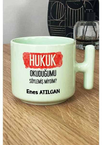 Kişiye Özel Avukata Hediye Pastel T Kulplu Kupa Bardak Yeşil Hukuk Okuduğumu Söylemiş Miydim fiyatları
