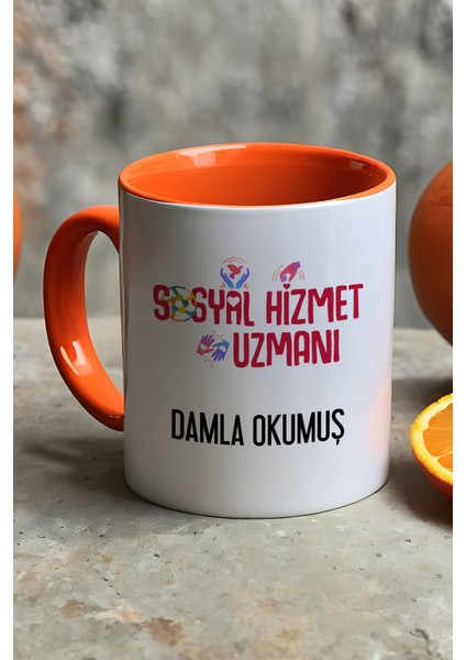Kişiye Özel Sosyal Hizmet Uzmanı Kupa Bardak Turuncu