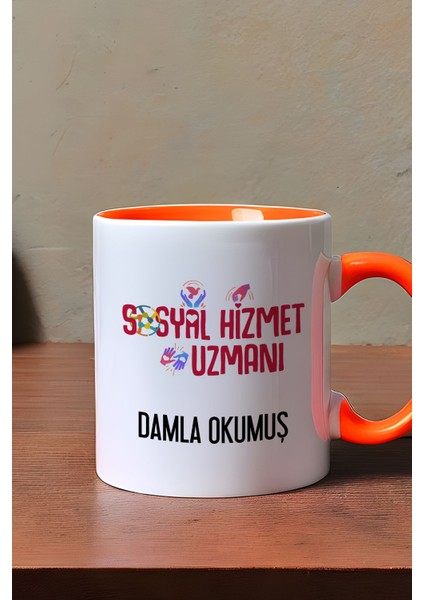 Kişiye Özel Sosyal Hizmet Uzmanı Kupa Bardak Turuncu