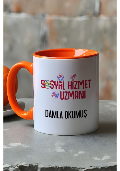Kişiye Özel Sosyal Hizmet Uzmanı Kupa Bardak Turuncu