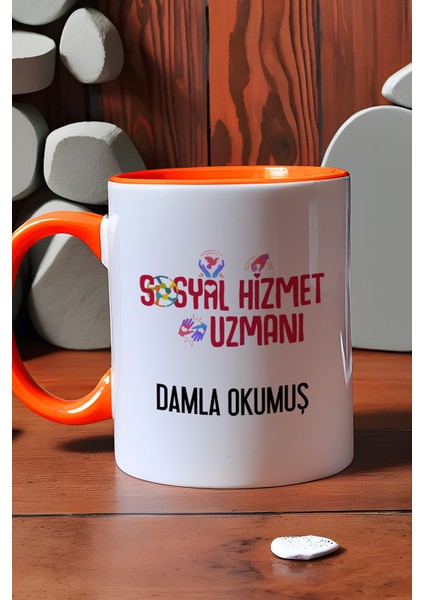 Kişiye Özel Sosyal Hizmet Uzmanı Kupa Bardak Turuncu