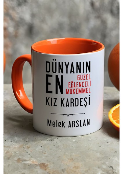 Kişiye Özel Kız Kardeş Kupa Bardak Turuncu Kız Kardeşe Doğum Günü Hediyesi fiyatları