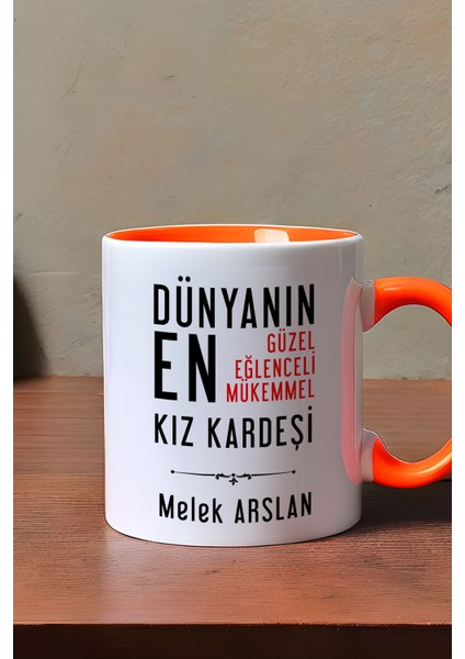 Kişiye Özel Kız Kardeş Kupa Bardak Turuncu Kız Kardeşe Doğum Günü Hediyesi modelleri