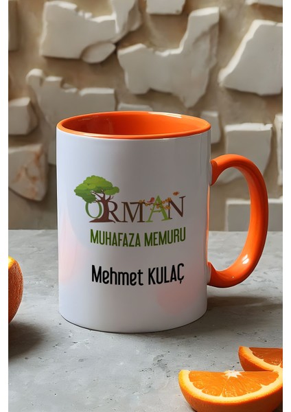 Kişiye Özel Orman Muhafaza Memuru Kupa Bardak Turuncu