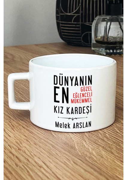 Kişiye Özel Kız Kardeş Lüks Fincan Beyaz Kız Kardeşe Doğum Günü Hediyesi