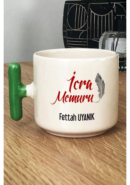 Kişiye Özel Icra Memuru Kupa Bardak T Kulplu Yeşil