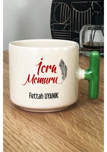 Kişiye Özel Icra Memuru Kupa Bardak T Kulplu Yeşil