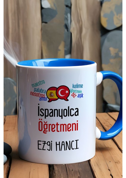 Kişiye Özel Ispanyolca Öğretmeni -2- Kupa Bardak Mavi Öğretmenler Günü Hediyesi fiyatları