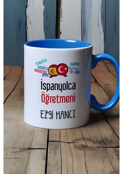 Kişiye Özel Ispanyolca Öğretmeni -2- Kupa Bardak Mavi Öğretmenler Günü Hediyesi indirimleri