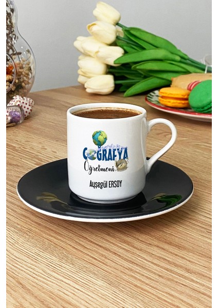 Kişiye Özel Coğrafya Öğretmeni -2- Türk Kahvesi Fincanı Siyah Öğretmenler Günü Hediyesi modelleri