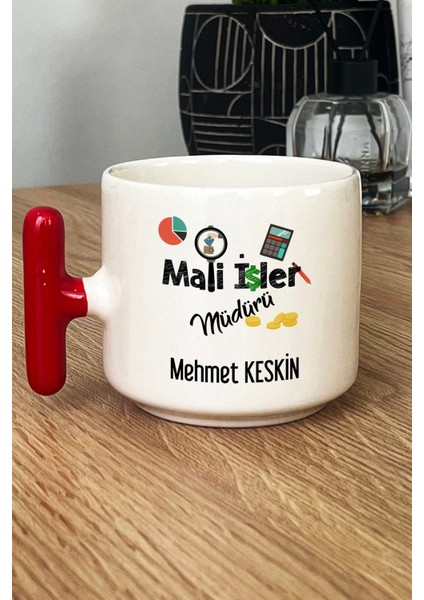 Kişiye Özel Mali Işler Müdürü Kupa Bardak T Kulplu Kırmızı