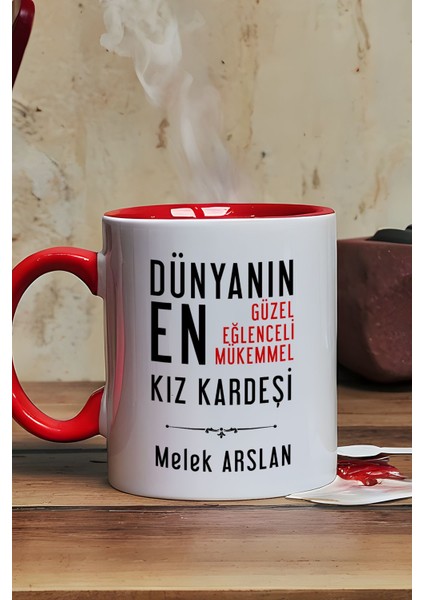 Kişiye Özel Kız Kardeş Kupa Bardak Kırmızı Kız Kardeşe Doğum Günü Hediyesi