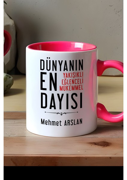 Kişiye Özel Dayı Kupa Bardak Pembe Dayıya Doğum Günü Hediyesi modelleri