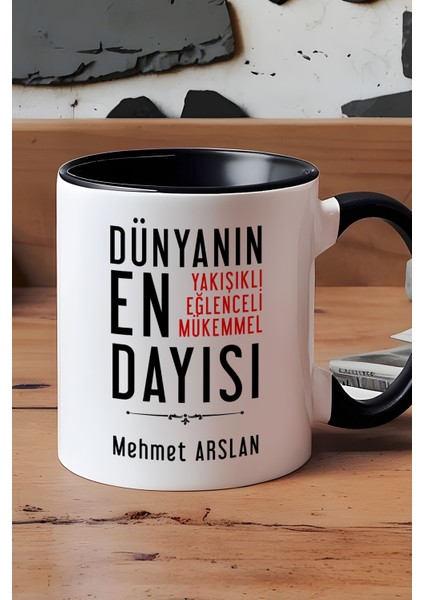 Kişiye Özel Dayı Kupa Bardak Siyah Dayıya Doğum Günü Hediyesi