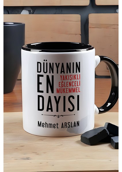 Kişiye Özel Dayı Kupa Bardak Siyah Dayıya Doğum Günü Hediyesi modelleri