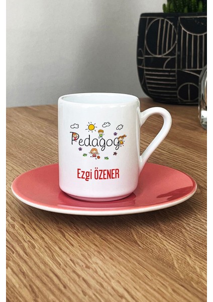 Kişiye Özel Pedagog Türk Kahvesi Fincanı Pembe Tıp Bayramı Hediyesi