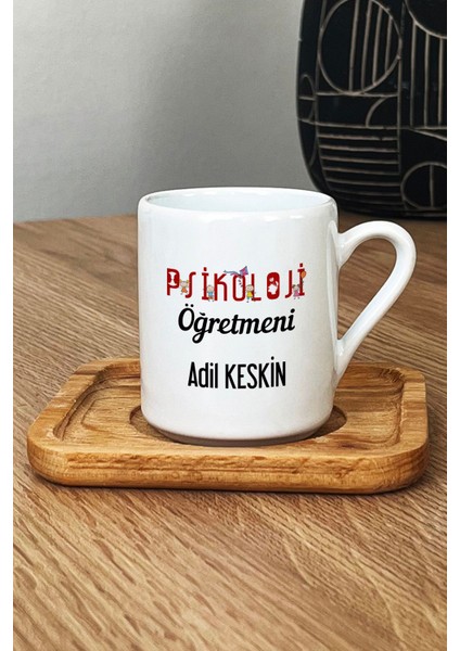 Kişiye Özel Psikoloji Öğretmeni Türk Kahvesi Fincanı Ahşap Altlıklı fiyatları