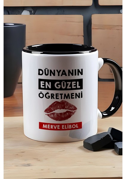 Kişiye Özel Dünyanın En Güzel Öğretmeni Kupa Bardak Siyah Öğretmenler Günü Hediyesi modelleri
