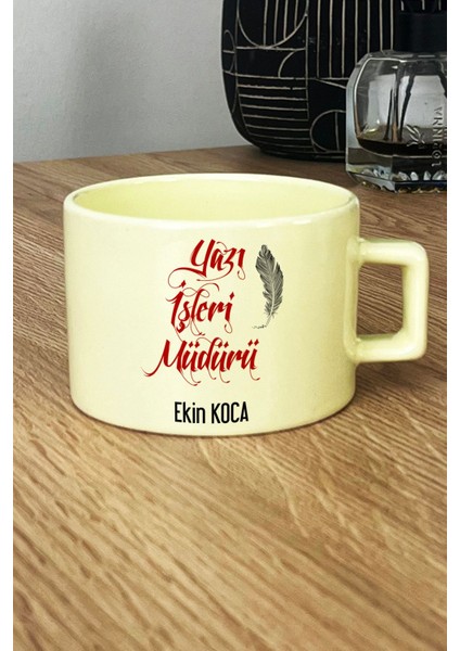Kişiye Özel Yazı Işleri Müdürü Pastel Fincan Sarı fiyatları