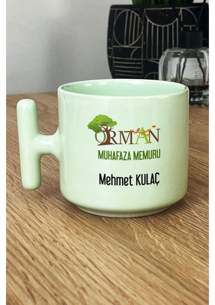 Kişiye Özel Orman Muhafaza Memuru Pastel T Kulplu Kupa Bardak Yeşil