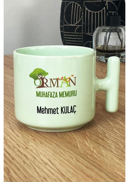 Kişiye Özel Orman Muhafaza Memuru Pastel T Kulplu Kupa Bardak Yeşil fiyatları