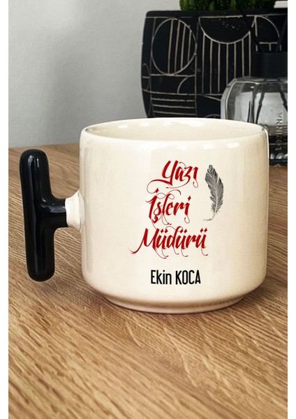 Kişiye Özel Yazı Işleri Müdürü Kupa Bardak T Kulplu Siyah