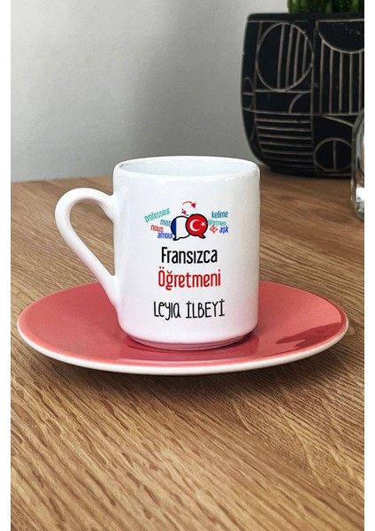 Kişiye Özel Fransızca Öğretmeni -2- Türk Kahvesi Fincanı Pembe Öğretmenler Günü Hediyesi fiyatları