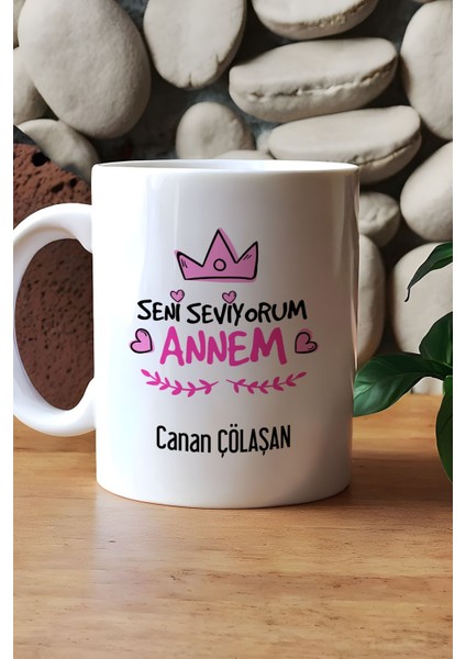 Kişiye Özel Seni Seviyorum Annem Kupa Bardak Beyaz Anneye Doğum Günü Hediyesi indirimleri