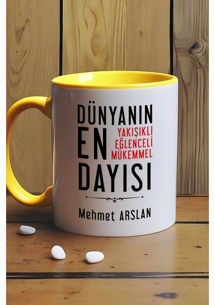 Kişiye Özel Dayı Kupa Bardak Sarı Dayıya Doğum Günü Hediyesi