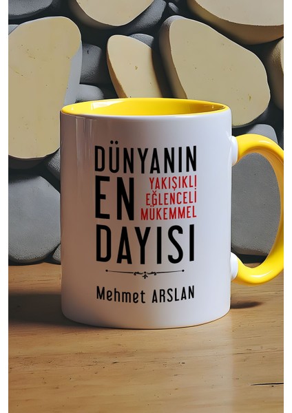 Kişiye Özel Dayı Kupa Bardak Sarı Dayıya Doğum Günü Hediyesi fiyatları