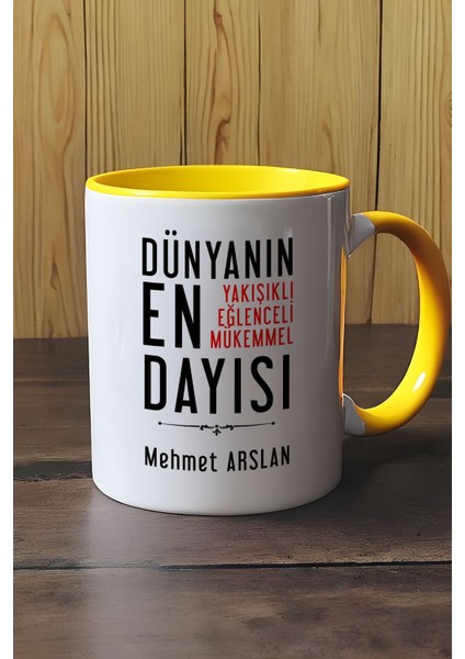 Kişiye Özel Dayı Kupa Bardak Sarı Dayıya Doğum Günü Hediyesi modelleri