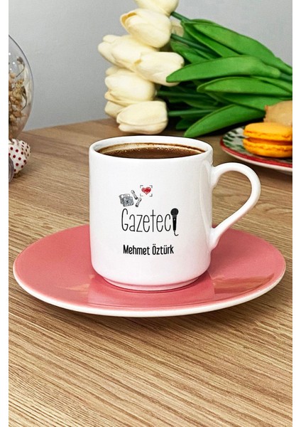 Kişiye Özel Gazeteci Türk Kahvesi Fincanı Pembe Gazeteciler Günü Hediyesi modelleri