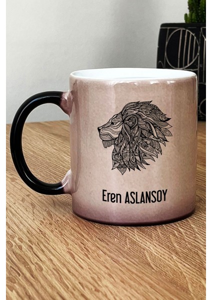 Kişiye Özel Aslan Tasarımlı Kupa Bardak Sihirli Hayvan Figürlü