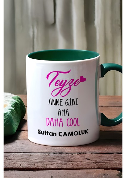 Kişiye Özel Teyze Daha Cool Kupa Bardak Yeşil Anneler Günü Hediyesi fırsatları