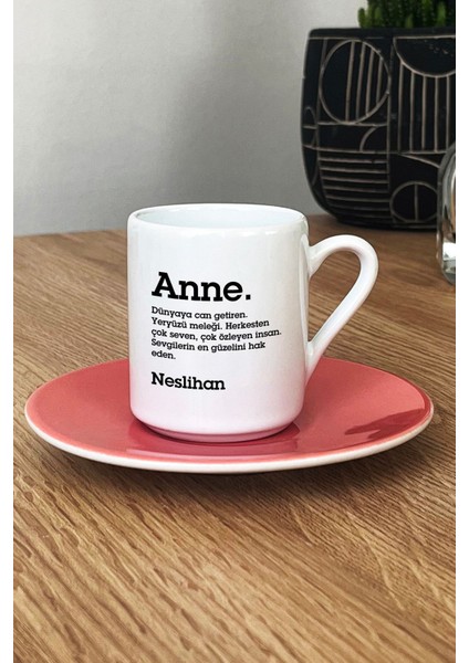 Kişiye Özel Anne Türk Kahvesi Fincanı Pembe Isme Özel Anneler Günü Hediyesi