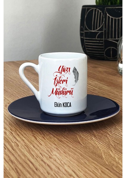 Kişiye Özel Yazı Işleri Müdürü Türk Kahvesi Fincanı Lacivert