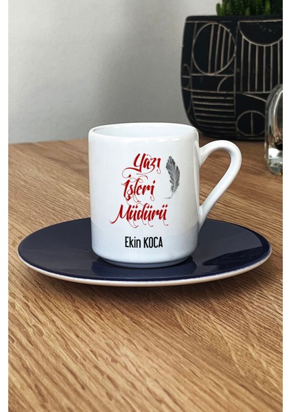 Kişiye Özel Yazı Işleri Müdürü Türk Kahvesi Fincanı Lacivert fiyatları