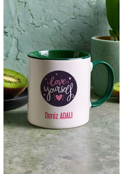 Kişiye Özel Love Your Self Kupa Bardak Yeşil Motto Arkadaşa Hediye indirimleri